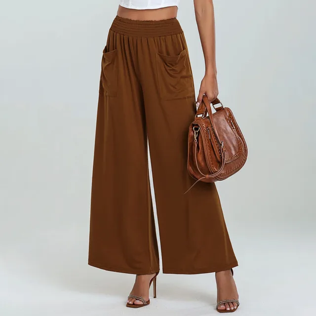 High Waist Wide Leg Pants Sports Pants Loose Hip Lifting Women Brown - Shop at LoveMi