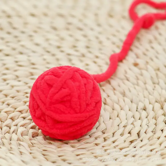 Cat Large Funny Self relief Toy Handmade Woolen Yarn Ball Rose Red - Shop at LoveMi