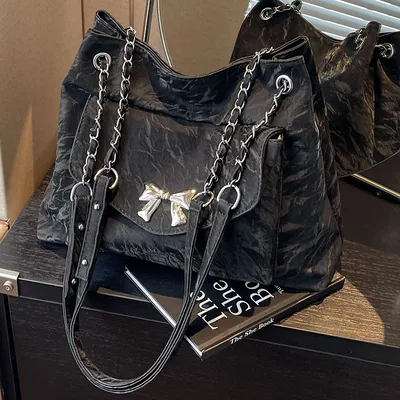 Women's Large Capacity Crossbody Fashionable Versatile College Student Class Bag Black - Shop at LoveMi