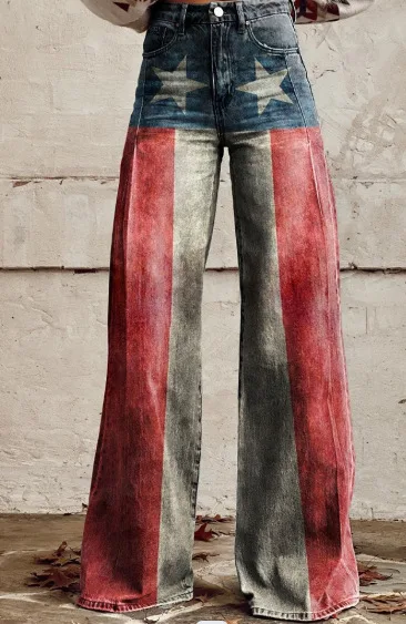 Women's 3D Printed Straight Casual Wide leg Pants Hy1423Mu M - Shop at LoveMi