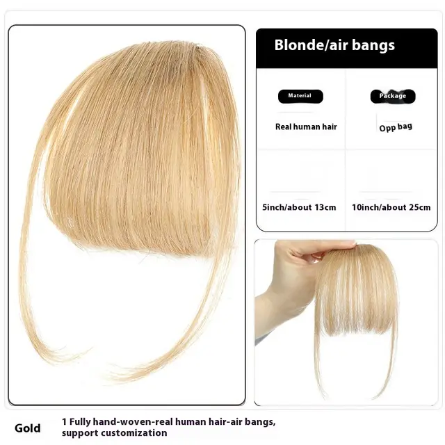 Women's Air Natural Forehead Invisible Seamless Hair free Seam Full Real Bangs Wig Set Air Gold - Shop at LoveMi