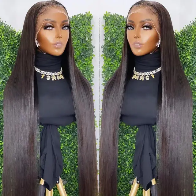 Front Lace Long Straight African Women Wig Head Cover Black - Shop at LoveMi