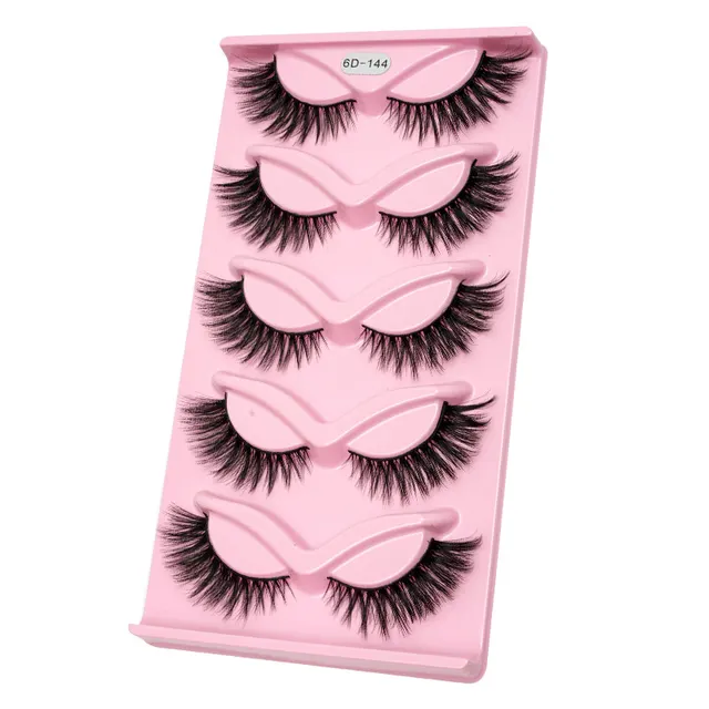 Women's One piece Five pair Cat Eye Oblique Flying Stage Makeup Thick Cat Eye Eyelash Stage Makeup - Shop at LoveMi
