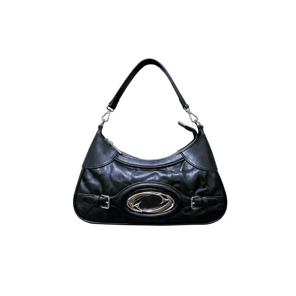 Special interest Design Wrinkle Texture Fashionable All match Commuter Crossbody Shoulder Underarm Bag Black - Shop at LoveMi