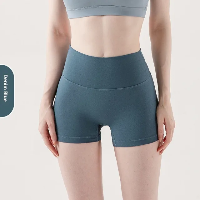 New Outdoor Three Points Yoga Pants Women's Summer Quick drying High Waist Denim Blue - Shop at LoveMi