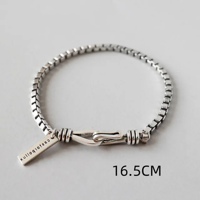 Silver Bracelet Female Couple Bracelet Box Chain Bracelet 16.5Cm - Shop at LoveMi