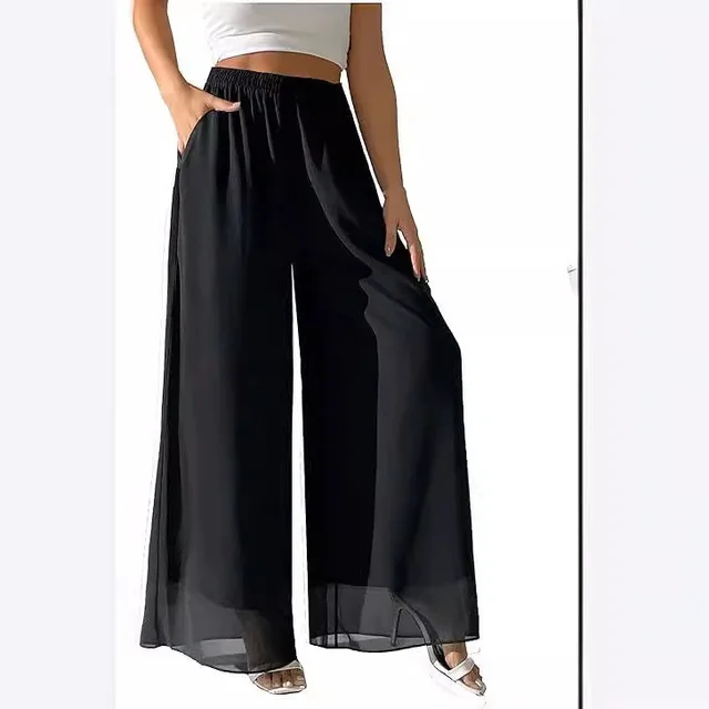 Chiffon Wide Leg Women's Loose Fashion Pants Black - Shop at LoveMi
