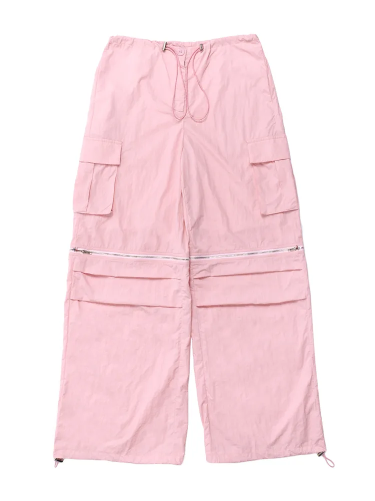 Overalls New Split Loose Zip Trousers - Pink