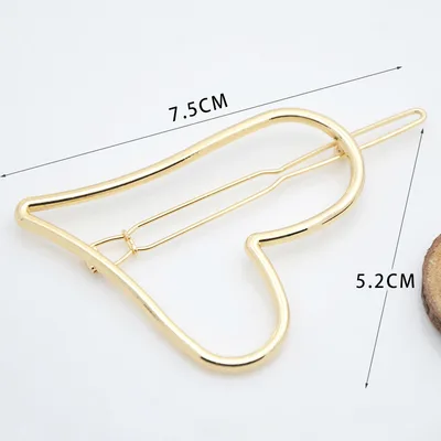 Cupid Heart shaped Five pointed Alloy Hair Accessories Oblique Peach Heart Golden 10 - Shop at LoveMi