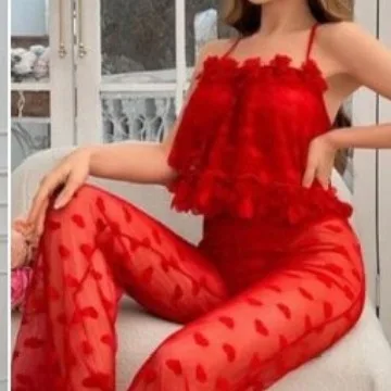 Women's Pajamas Lace See through Uniform Suit Red - Shop at LoveMi