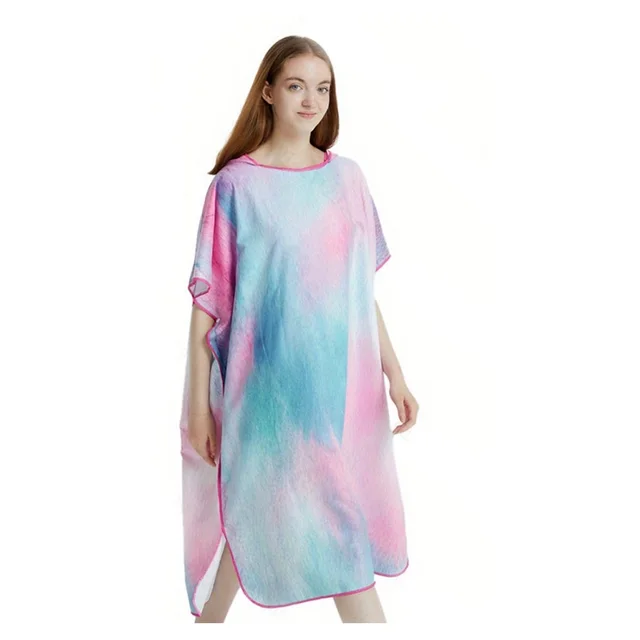 Cross border Floral Hooded Laundry Quick drying Towel Cloak Bathrobe Beach Towel Bathtub Pool Shawl Blue Pink - Shop at LoveMi