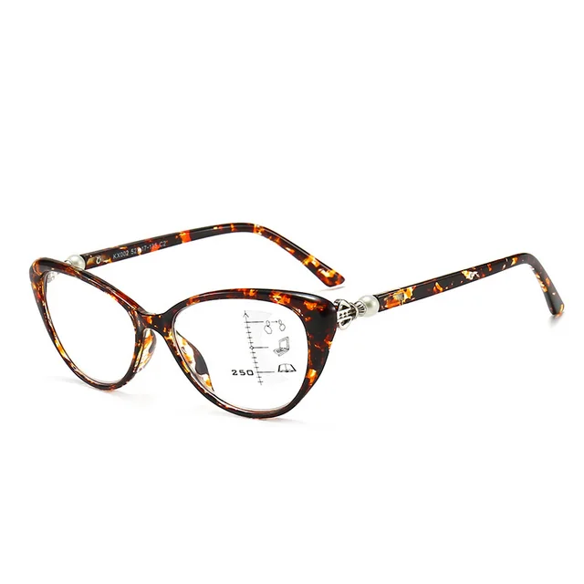 Fashion Cat Eye Presbyopic Glasses Smart Zoom Anti blue Light Black Tea Frame - Shop at LoveMi