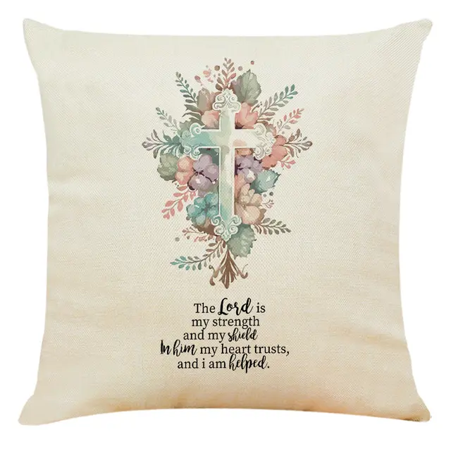 Cotton And Linen Cushion Case Church Cross Printed Car Cushion Home Sofa Cushion - Shop at LoveMi