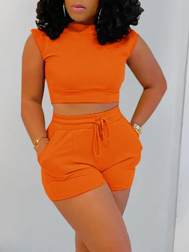 Women's Suit Shorts Sleeveless T shirt Sports Orange Red - Shop at LoveMi