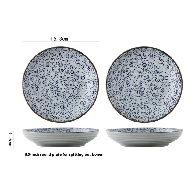 Household Dining Zhuo Table Top Underglaze Porcelain Storage Cutlery Plate 6.3 Inches 2Pcs - Shop at LoveMi