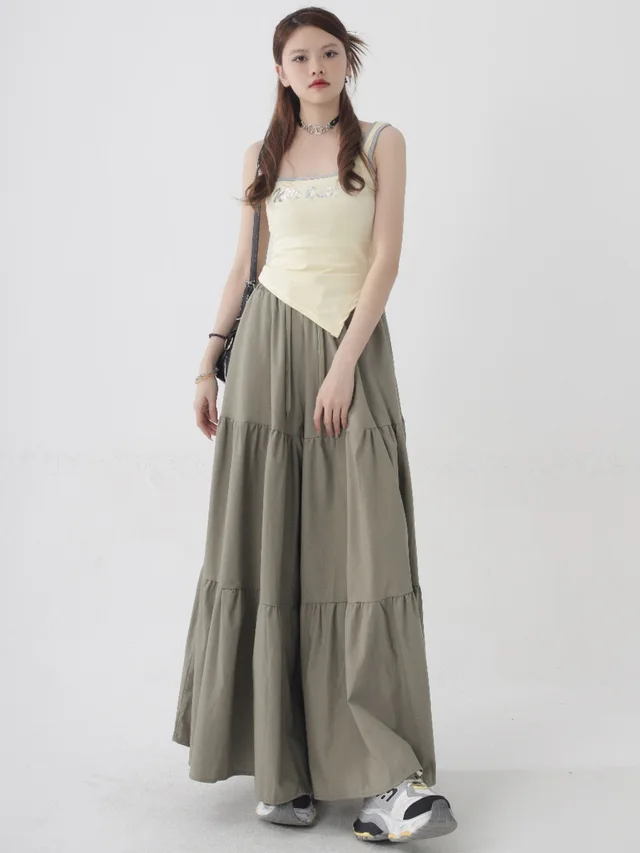 High Waist Straight Casual Women Plus Size Loose Wide Leg Pants Green - Shop at LoveMi