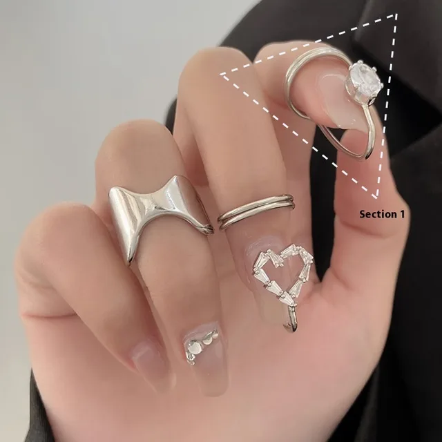 Cross border Micro Inlaid Zircon Graceful Personality Wear Removable Fake Nail Tip Ring White K834 - Shop at LoveMi