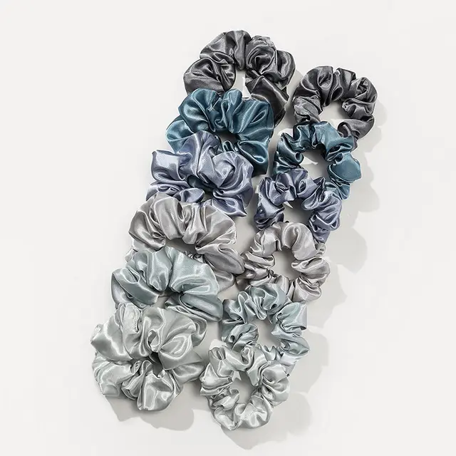 Satin French Headband Women's Solid Color Glossy Satin Large Intestine Hair Ring 12Pack Color B - Shop at LoveMi