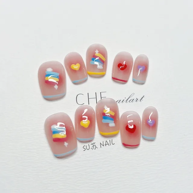 Handmade Custom Wear Nail Rainbow Candy Candy - Shop at LoveMi