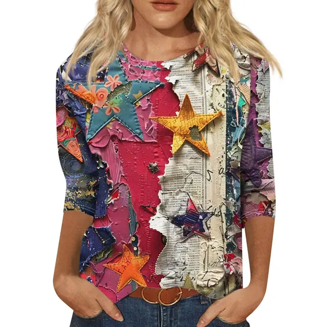 Long Sleeve Round Neck Slim Summer Tie dyed Printed Clothing 3W5Zf8P - Shop at LoveMi