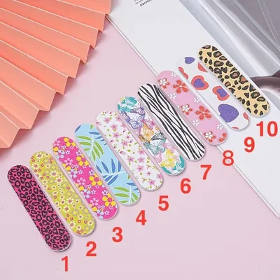 9cm Printed Nail File Color Pattern No 2 Green Small Flower - Shop at LoveMi