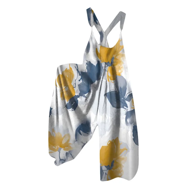 Women's Knitted Pocket Printed Loose Casual Jumpsuit 4 Style - Shop at LoveMi