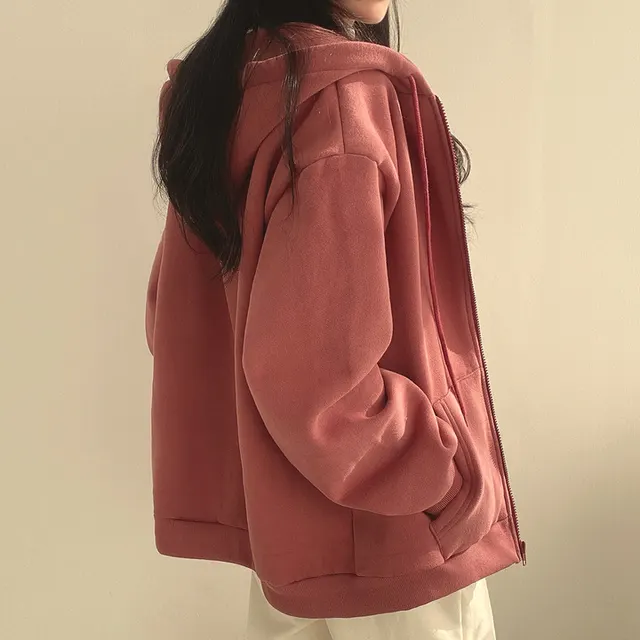 Zipper Plush And Thick Hood Sweater Women's Coat Purplush Style - Shop at LoveMi