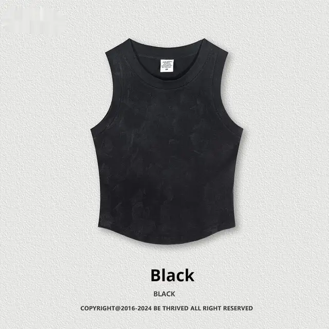 European And American Old Sports Women's Vest Washed Mud Dyed Black - Shop at LoveMi