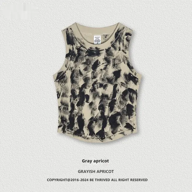 European And American Old Sports Women's Vest Washed Mud Dyed Gray Apricot - Shop at LoveMi