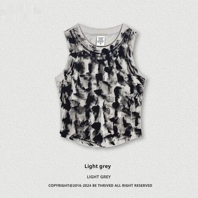 European And American Old Sports Women's Vest Washed Mud Dyed Light Gray - Shop at LoveMi
