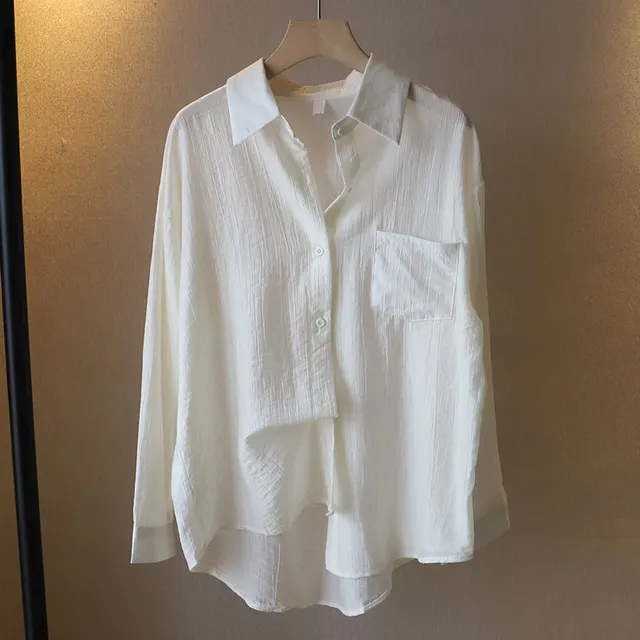 Korean Style Thin Long Sleeve Sun Protection Shirt Apricot - Shop at LoveMi