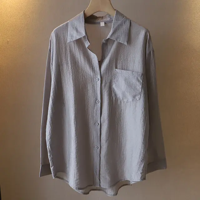 Korean Style Thin Long Sleeve Sun Protection Shirt Gray - Shop at LoveMi