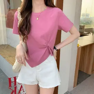 Casual Loose Design T-shirt - Rose Red