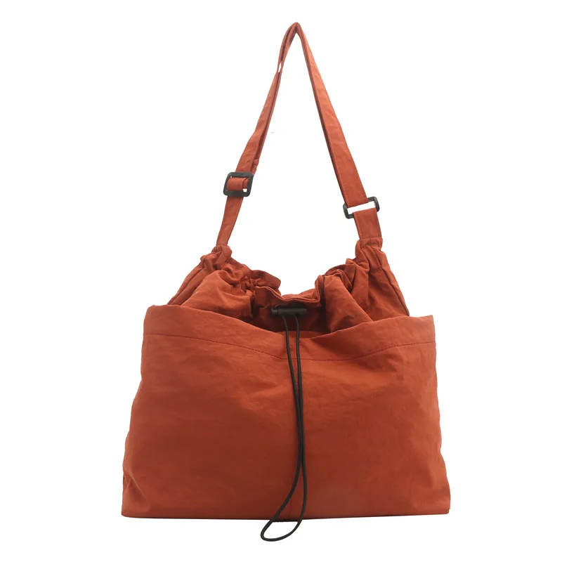 Shoulder Nylon Cloth Tote Bag Large Capacity Class Commuter Messenger Bag Orange - Shop at LoveMi