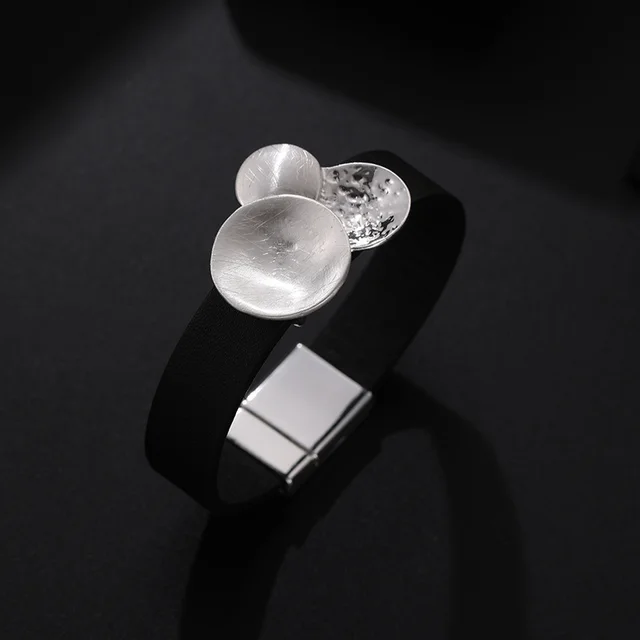 Original Geometric Brushed Metal Ornament Advanced Simple Bracelet Silver - Shop at LoveMi