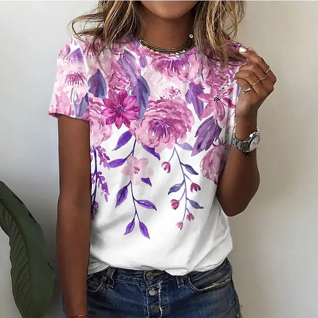 Casual Printed Short sleeved T shirt Trend Women's Printed Wear Style4 - Shop at LoveMi