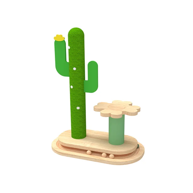 Cactus Cat Toy Wheel Grab Pillar Solid Wood Cactus Flower - Shop at LoveMi