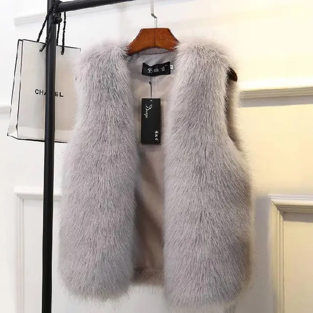 All matching Thickened Imitated Mink Woolen Vest Waistcoat Jacket Gray - Shop at LoveMi