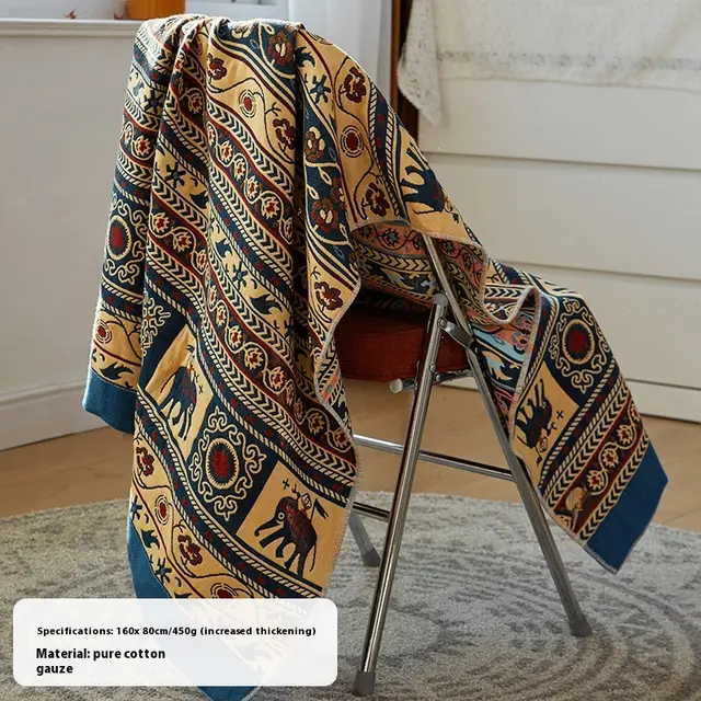 Pure Cotton Gauze Bath Towel Household Absorbent Blue Elephant - Shop at LoveMi
