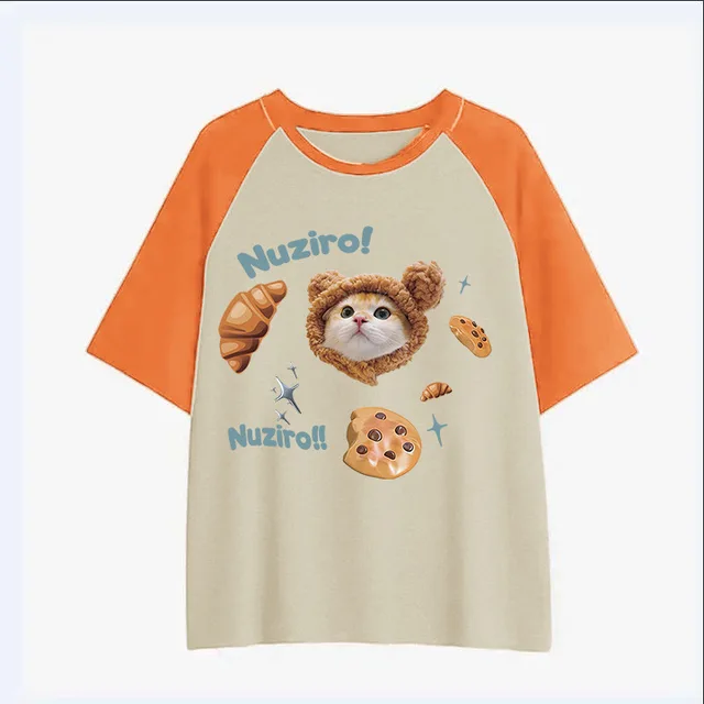 Women's Summer Cartoon Loose Top Cotton T shirt Orange And Apricot - Shop at LoveMi