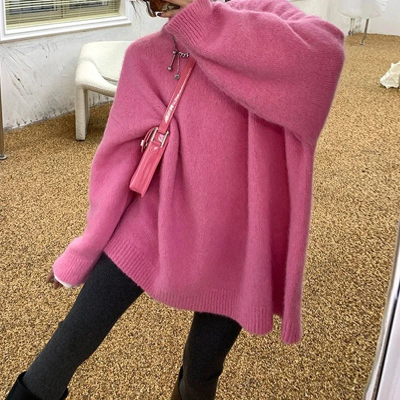 Autumn Winter Japanese Soft Milk Lazy Sweater Female Rose Red - Shop at LoveMi