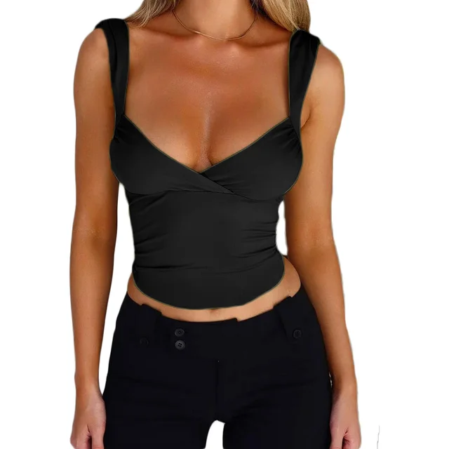 Women's Fashion Suspenders Top V neck Backless T shirt Vest Black - Shop at LoveMi