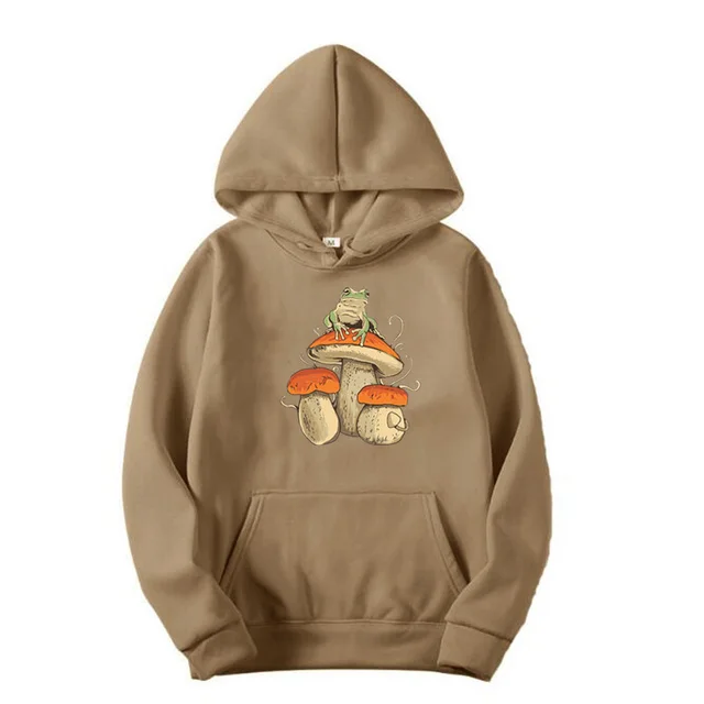 Sweatshirt Plain Letter Printed Kangaroo Pocket Drawstring Hoodie Khaki - Shop at LoveMi
