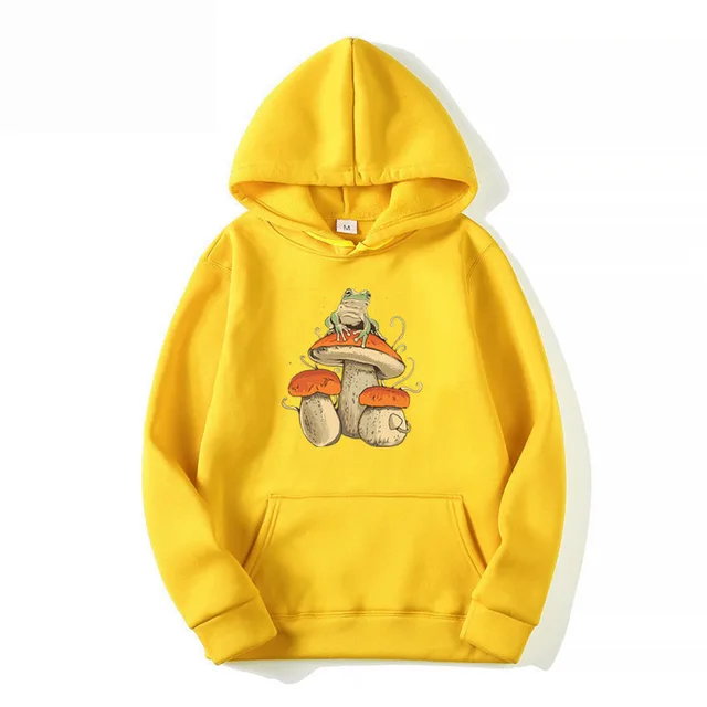Sweatshirt Plain Letter Printed Kangaroo Pocket Drawstring Hoodie Yellow - Shop at LoveMi
