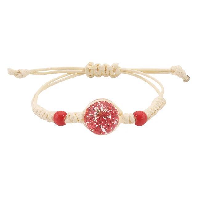 Simple Design Starry Dried Flower Bracelet Sweet Beauty Red - Shop at LoveMi
