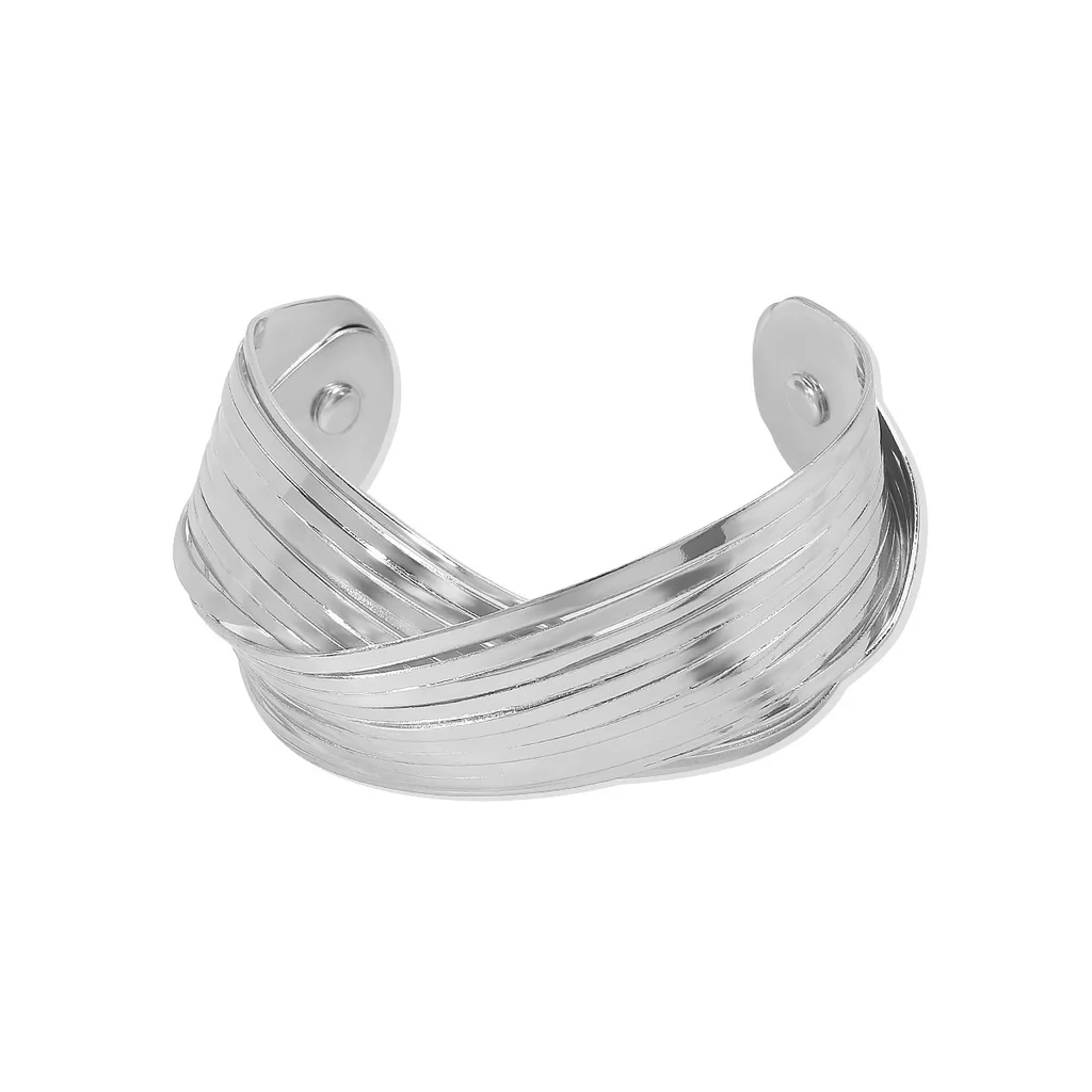 High Profile Fashion Design Linear Glossy Bracelet Hollow Out - White K