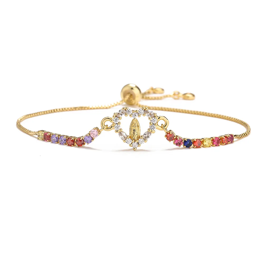 Mixed Color Zircon Geometric Charm Bracelet Style 30888 - Shop at LoveMi
