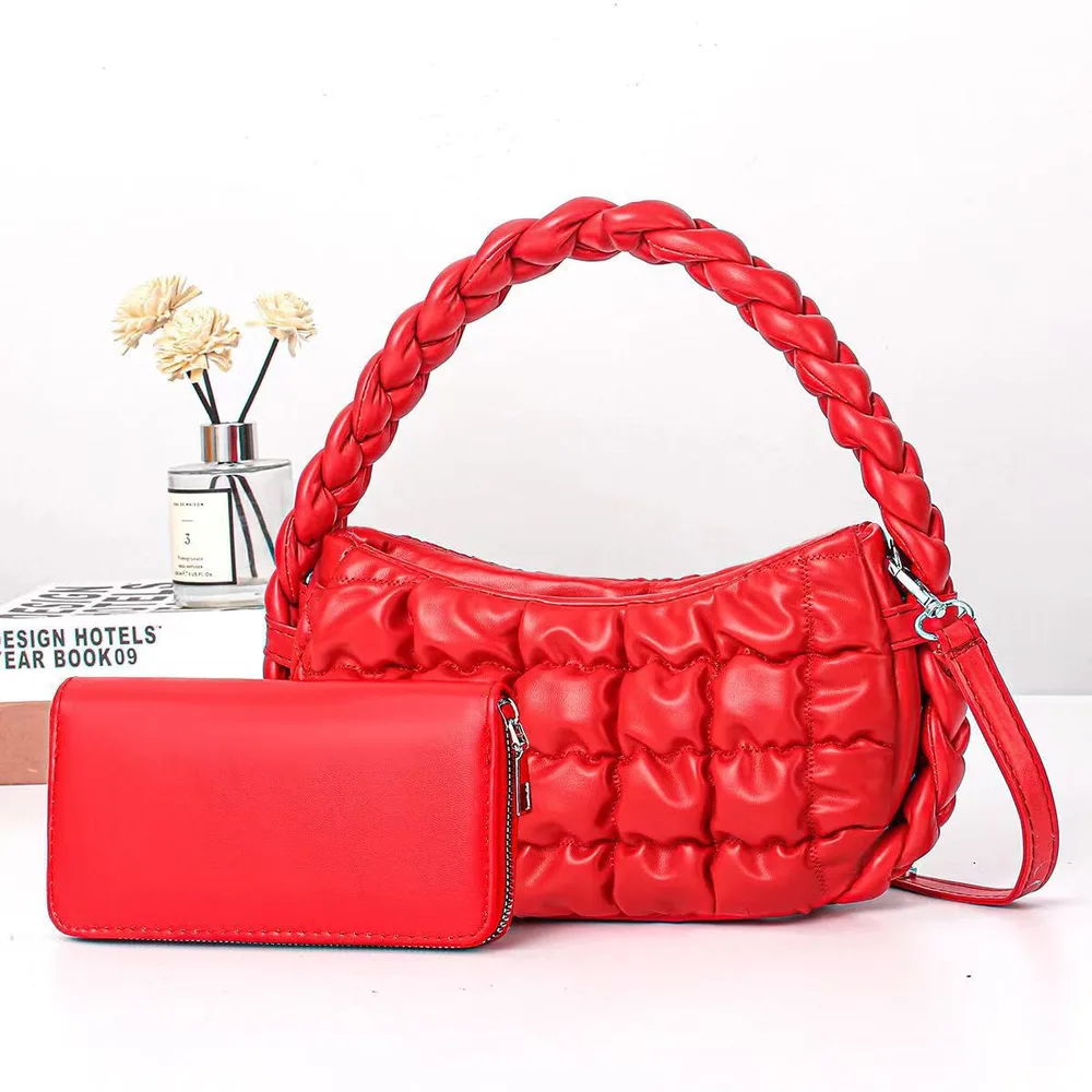 Soft Leather Bag Women's Crossbody Portable Cloud Bag Red - Shop at LoveMi