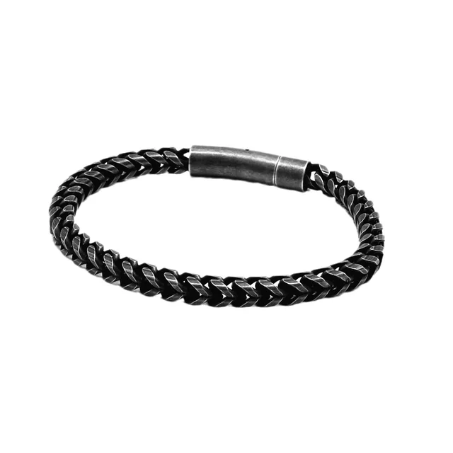 Men's Stainless Steel Round Mill Simple Fashion Titanium Steel Vintage Bracelet Picture Color - Shop at LoveMi