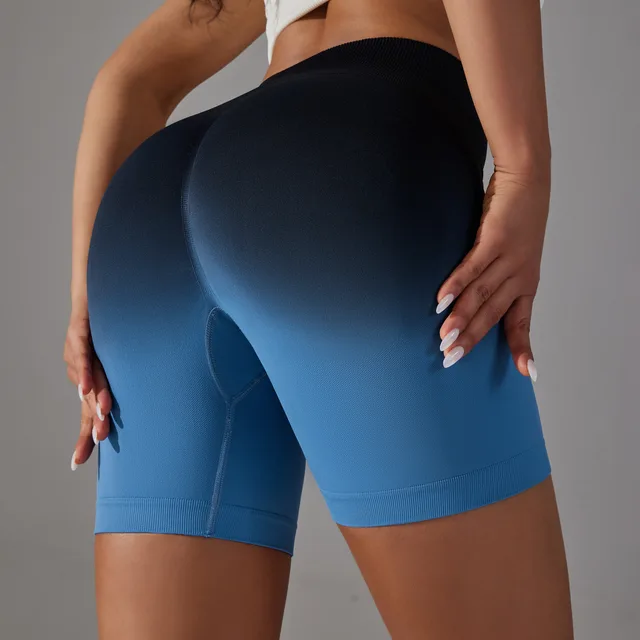 Seamless Abdominal Pants High Elastic Gradient Color Peach Hip Tight Sports Yoga Pants High Waist Black And Blue - Shop at LoveMi